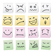 Hand draw cartoon on paper note stickers.eps10